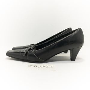 Amalfi Black Leather Kitten Heels